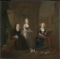 Three Ladies in a Grand Interior ('The Broken Fan'), possibly Catherine Darnley, Duchess of Buckingham with Two Ladies circa 1736 by William Hogarth 1697-1764